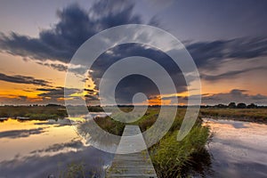 Long exposure Footbridge in wetland