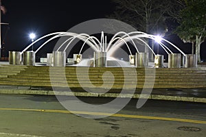 Long exposure of fountain at night