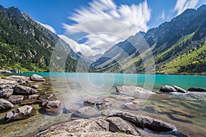 Long exposure from the Gaube lake (Pyrénées, France)