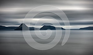 Long exposure high contrast of islands in the middle of the ocean