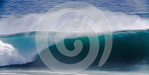 Long Exposure Image of Blue Ocean Big Mavericks Wave, California