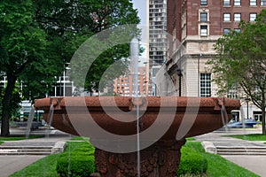 Long Exposure Image of a Closeup of a Fountain at Grant Park in Chicago facing Michigan Avenue