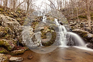 Long exposure image of the Dark Hallow Falls in Shenandoah National Park in autumn