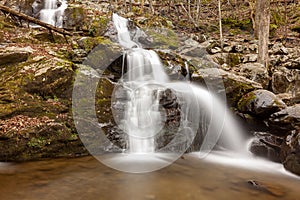 Long exposure image of the Dark Hallow Falls in Shenandoah National Park in autumn