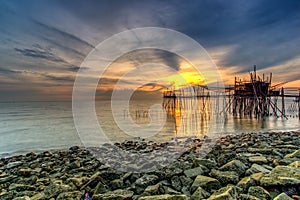 Long exposure image of langgai during beautiful sunset , the t