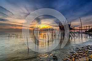 Long exposure image of langgai during beautiful sunset , the t