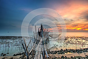 Long exposure image of langgai during beautiful sunset , the t