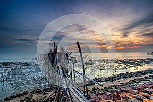 Long exposure image of langgai during beautiful sunset , the t