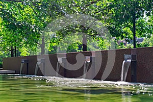 Long Exposure Image of a Modern Shaded Water Fountain at the Lake Shore East Park in Chicago