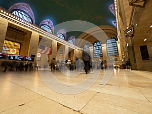 Long exposure image taken from a low angle in Grand Central Station.