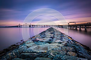 Long exposure of a jetty and the Chesapeake Bay Bridge, from San photo