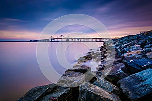 Long exposure of a jetty and the Chesapeake Bay Bridge, from San photo