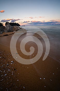 Long exposure  of Kaiteriteri beach New Zealand at dusk
