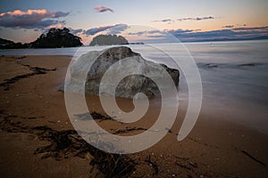 Long exposure  of Kaiteriteri beach New Zealand at dusk