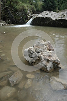 Long exposure landscape with water cascade