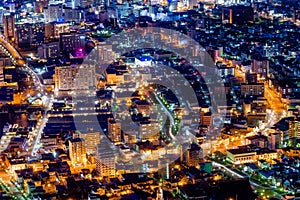 Long exposure light trails of a modern, developed city at night