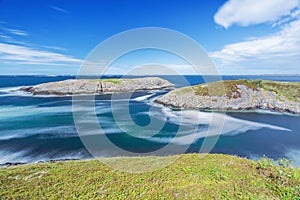 Long exposure of little islands on the Norwegian coast