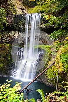Long exposure of lower south falls in silver falls state park