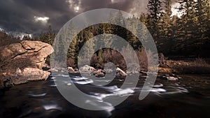 Long Exposure of Mountain River at Sunset