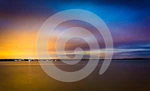 Long exposure at night on the Chesapeake Bay, in Havre de Grace, Maryland.