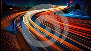 a long exposure photo of a highway at night with light streaks. generative ai