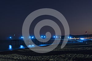 Long Exposure Photo Of A Pier At Night, Antalya, Turkey