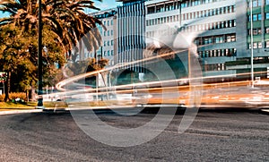 long exposure photo taken in marques de pomabal in Lisbon portugal date jun 25, 2019. view with moving vehicles living long trails