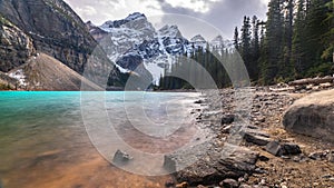 Long exposure photography of Moraine lake in Banff national park