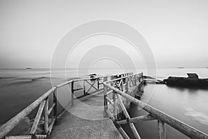 Long exposure of pier in east coast, Thailand, black and white