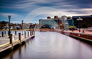 Long exposure of a pier and the Maryland Science Center at the I