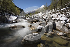 Long exposure of the river Reuss in the Alps