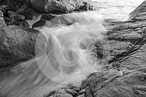 Long exposure seascape in black and white Image Nature composition,Crashing Surf wave