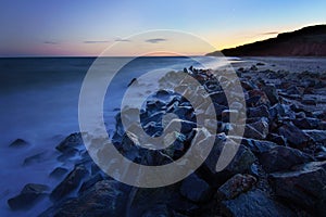 Long exposure seascape with rocks