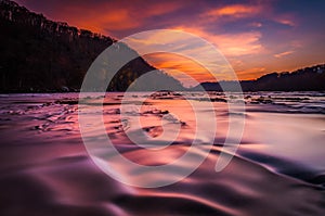 Long exposure on the Shenandoah River at sunset, from Harper's Ferry, West Virginia