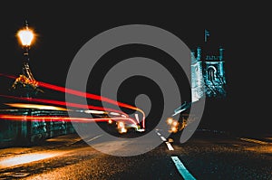 Long exposure shot of a car driving by in Henley-on-Thames, England