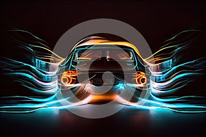 long-exposure shot of car at night, with headlights, taillights and other lights creating a hypnotic effect