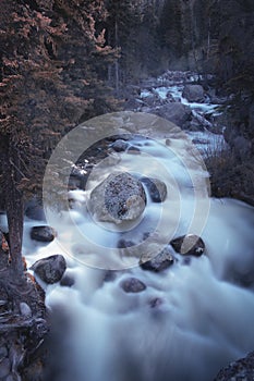 Long exposure shot of a cascade stream in Yellowston