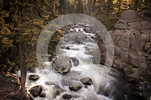 Long exposure shot of a cascade stream in Yellowston