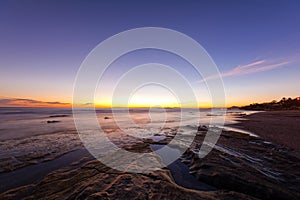 Long exposure shot of a coast in attica, Greece.