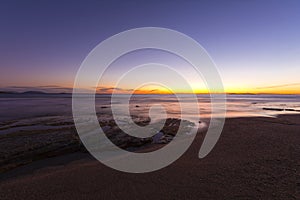 Long exposure shot of a coast in attica, Greece.