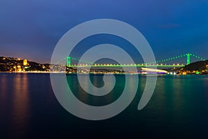 Long exposure shot of Fatih Sultan Mehmet Bridge