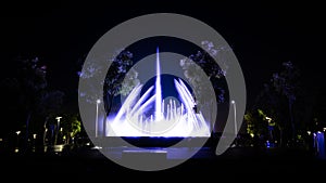 Long exposure shot of an illuminated fountain at night