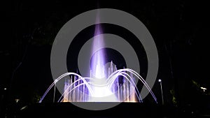 Long exposure shot of an illuminated fountain at night