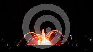 Long exposure shot of an illuminated fountain at night