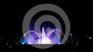 Long exposure shot of an illuminated fountain at night