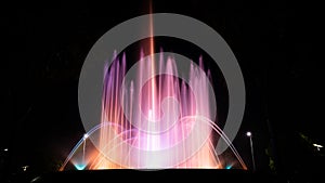 Long exposure shot of an illuminated fountain at night