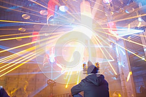 Long exposure shot of a light show taken in Berlin, Germany