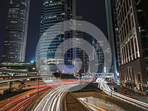 Long exposure shot near Connaught Road Central in Hong Kong