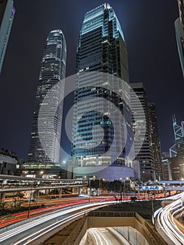 Long exposure shot near Connaught Road Central in Hong Kong