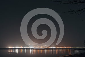 Long exposure shot of the night at the Sandsfoot Beach in Portland, Weymouth, Dorset, UK